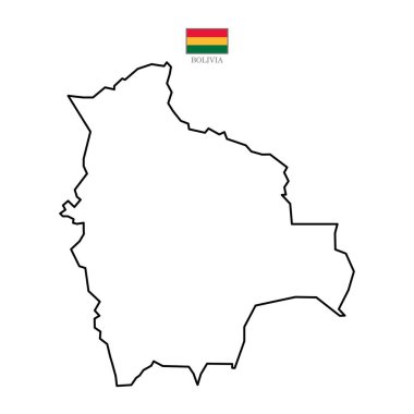 Bolivya haritasının ana hatları. Bolivya haritası beyaz arkaplanda izole edildi. Ulusal bayrak ile vektör illüstrasyonu.