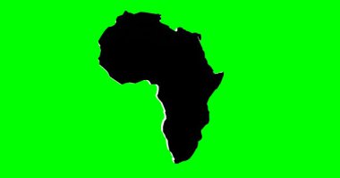 Afrika 'nın yeşil ekran 3d simgesi. Dönen Afrika haritasının 3 boyutlu animasyonu. 4K çözünürlüğünde kusursuz döngü.