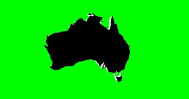 Avustralya 'nın yeşil ekran 3d simge haritası. Dönen Avustralya haritasının 3 boyutlu animasyonu. 4K çözünürlüğünde kusursuz döngü.