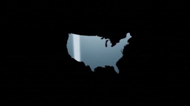 Dönen Amerika Birleşik Devletleri haritasının 3D animasyonu, alfa kanalı (şeffaf arkaplan) tarafından izole edilmiştir. Amerikan konsepti. 4K çözünürlüğünde kusursuz döngü. ABD 'nin yansıtıcı, holografik kartı.