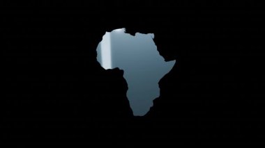Alfa kanalı (şeffaf arkaplan) tarafından izole edilmiş, dönen Afrika haritasının 3D animasyonu. Afrika konsepti. 4K çözünürlüğünde kusursuz döngü. Afrika 'nın yansıtıcı, holografik kartı.