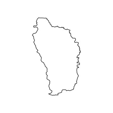 Dominica harita taslağı. Dominica haritası beyaz arka planda izole edildi. Vektör illüstrasyonu