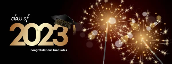 Congratulations Your Graduation School Class 2023 Graduation Cap Confetti Balloons — Stok Vektör