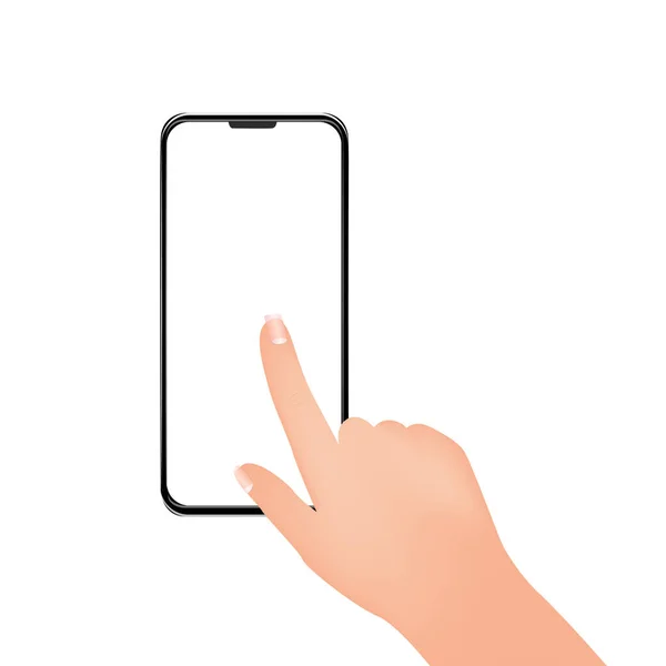Hand Drückt Smartphone Bildschirm Vektor Illustration — Stockvektor