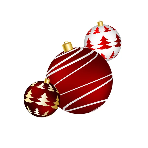 Christmas Red Christmas Toys Realistic Vector Illustration — Stock Vector