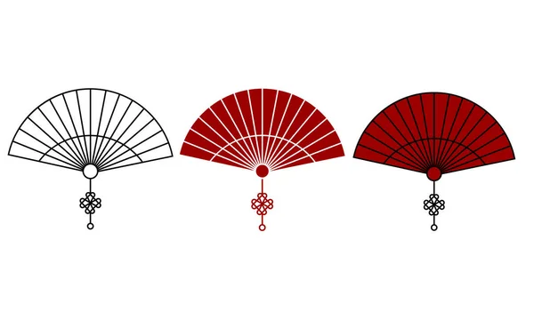 Abanicos Asiáticos Diferentes Colores Vector Ilustración — Vector de stock