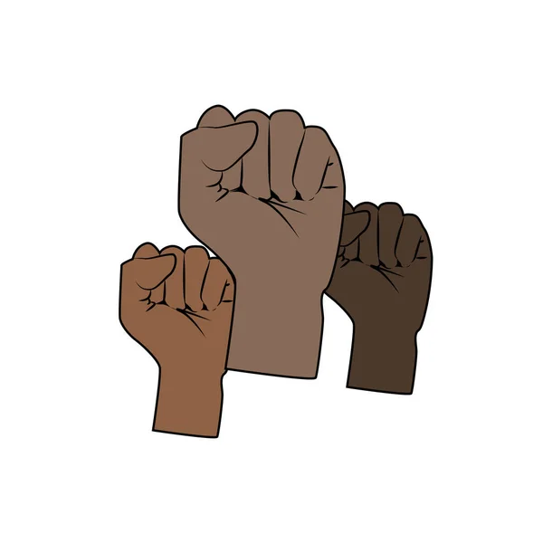 Χέρια Σφιγμένα Στη Γροθιά Black History Month Juneteenthvector Εικονογράφηση — Διανυσματικό Αρχείο