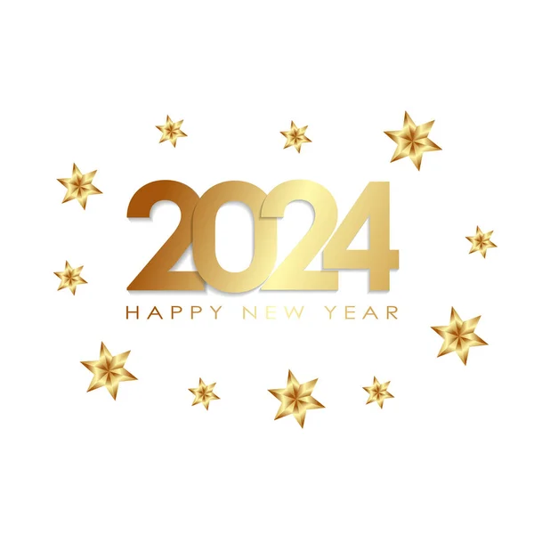 Yeni Yıl 2024 Altın Arkaplan Saat Noel Topları Vektör Illüstrasyonlu — Stok Vektör