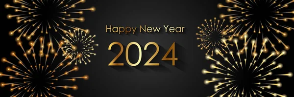 Feliz Año Nuevo 2024 Elegante Ilustración Vector Texto Oro — Vector de stock