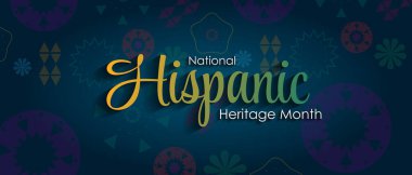 Hispanic Heritage Month. National Hispanic Heritage Month text, Papel Picado pattern, Spanish pattern. Vector clipart