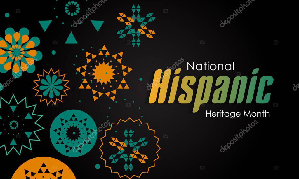 Hispanic Heritage Month. National Hispanic Heritage Month text, Papel Picado pattern, Spanish pattern. Vector
