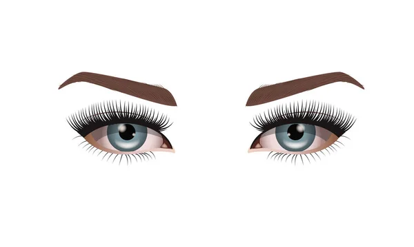 Eyelash Extension Types Realistic Eyes Eyelashes High Detail Vector Illustration — Stock Vector