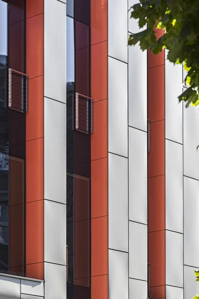 Detalhe Colorido Para Fachada Objeto Edifício Material Alumínio Vertical Painéis — Fotografia de Stock