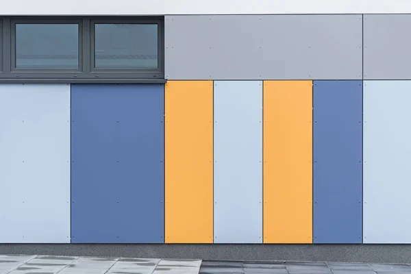 stock image Colorful facade of the object, building. Material of vertical panels. 