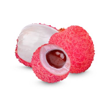 Beyaz arka planda izole edilmiş taze liçi.