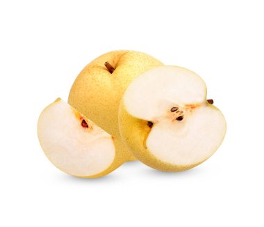 beyaz arka planda izole edilmiş taze armutlar