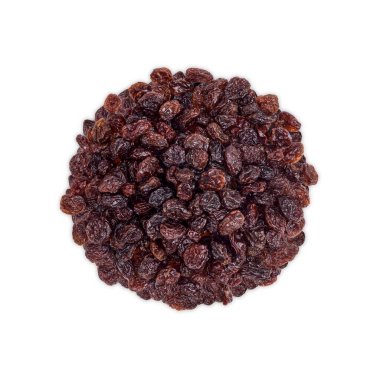 Dried raisins isolated on white background. Top view clipart