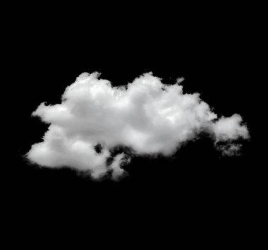 Siyah arkaplanda beyaz bulutlar izole