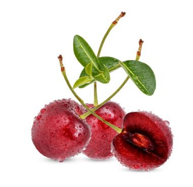 Şeffaf arkaplanda damlaları olan kiraz