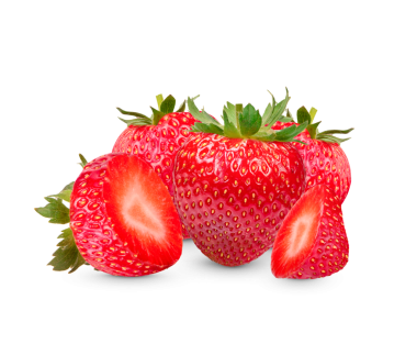 Şeffaf arkaplanda izole edilmiş taze çilekler.