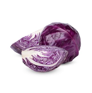 Fresh purple cabbage isolated on white background clipart