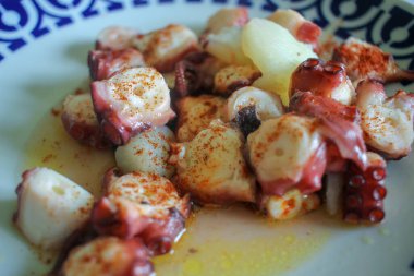 octopus with potatoes and paprika is a typical galician dish