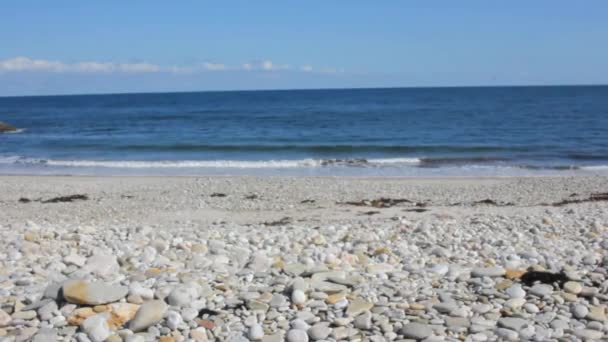 坎塔布里亚海的一个小石滩 — 图库视频影像