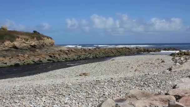Beach Small Stones Close River Fazouro Spain — Stockvideo