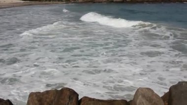 waves in the Cantabrian sea in Foz, Spain