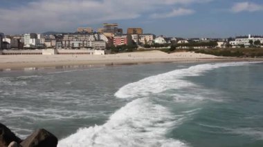 waves in Rapadoira beach in Foz, Spain, in the Cantabrian sea