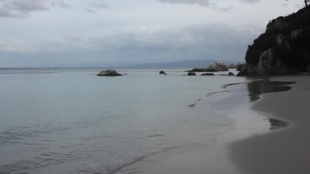 Une Plage Dans Mer Cantabrique Burela Espagne — Video