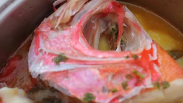 家で調理された健康的でおいしい赤鯛 — ストック動画
