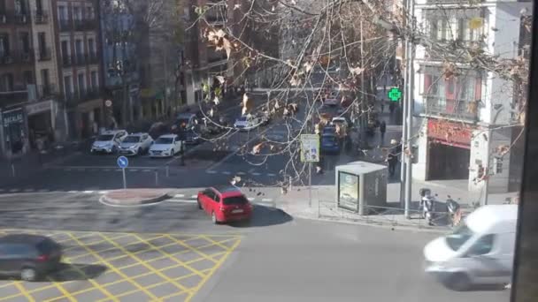 Sábado Manhã Uma Rua Madrid — Vídeo de Stock