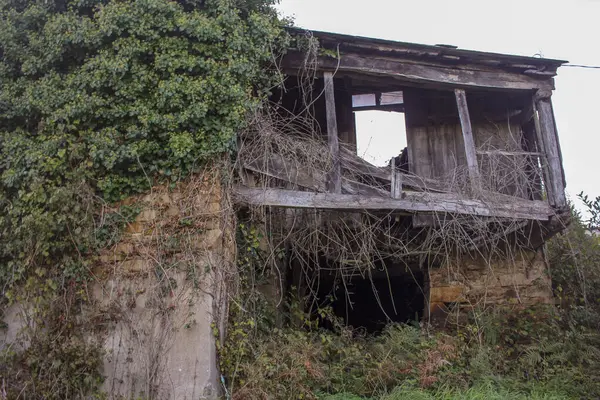 Galiçya, İspanya 'da terk edilmiş, sahipsiz bir ev.