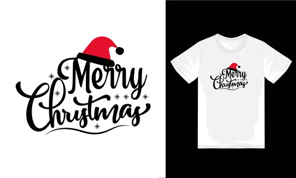 おかしいメリークリスマスと休日手描きレタリングベクターTシャツデザイン — ストックベクタ
