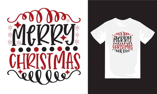 メリークリスマスと休日の手描きレタリングベクターTシャツデザイン — ストックベクタ