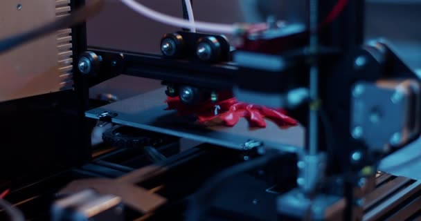 Zoom Tiempo Real Impresora Automática Que Hace Modelo Rosado Del — Vídeos de Stock
