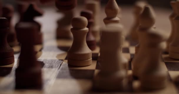 Handheld Shot Hand Crop Anonymous Nab Moving Knight Chess Piece — Stock Video