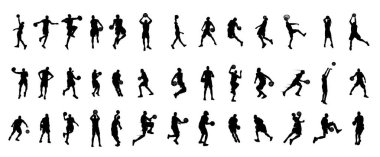 Basketbolcuların siyah siluet koleksiyonu.