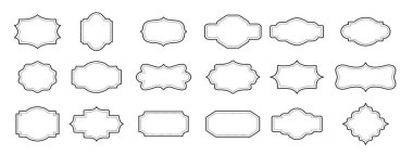 Klasik çerçeve tasarım koleksiyonu retro etiketleri vektör illüstrasyonunu ayarla