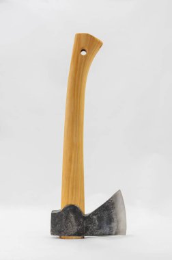 Traditional axe with wooden handle on white background. Carpenter's tool. clipart