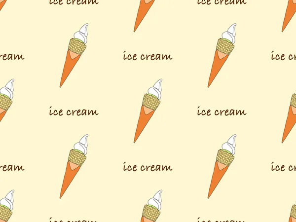 Ice Cream Cartoon Character Seamless Pattern Yellow Background — 스톡 사진