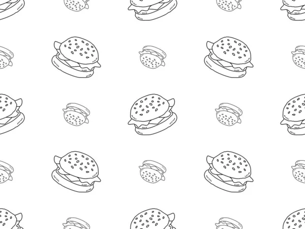 Hamburger Cartoon Figur Nahtloses Muster Auf Weißem Hintergrund — Stockfoto