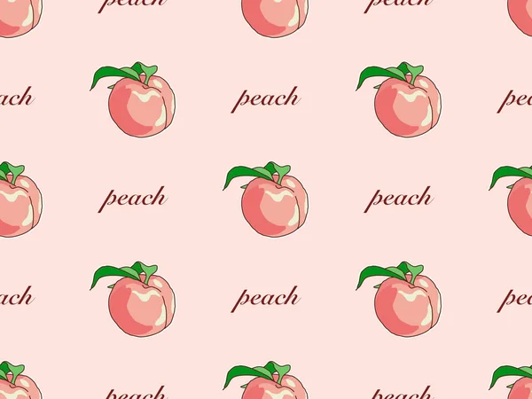 Peach cartoon character seamless pattern on orange background