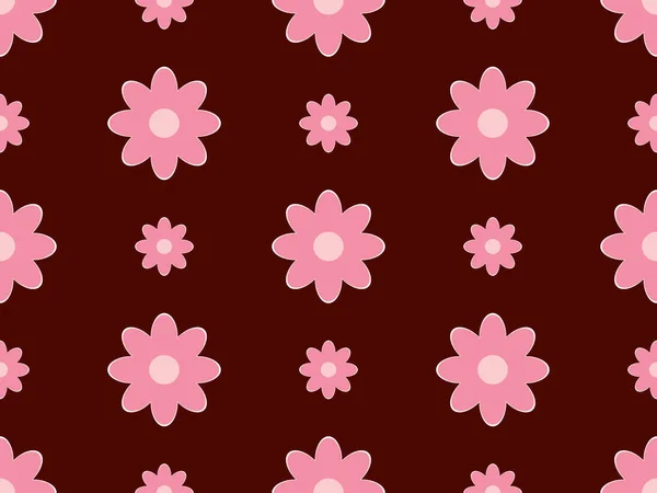 Kwiat Postać Kreskówka Bezszwowy Wzór Różowym Tle — Zdjęcie stockowe