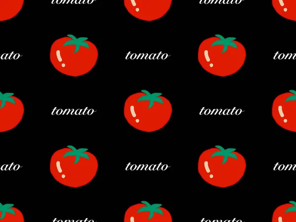 Tomato cartoon character seamless pattern on black background