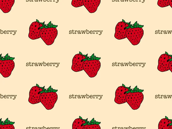 Strawberry Cartoon Character Seamless Pattern Yellow Background — Stock Photo, Image