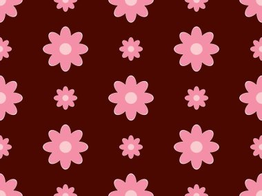 çiçek çizgi film karakteri pembe arka planda kusursuz desen