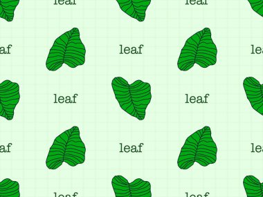 Yaprak çizgi film karakteri yeşil arkaplanda kusursuz desen