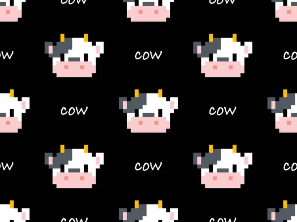 Cow Stripfiguur Naadloos Patroon Zwarte Achtergrond — Stockvector